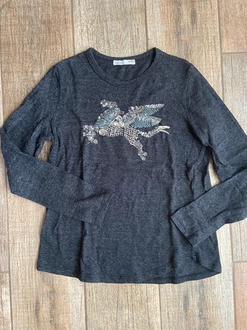 Pull fin Zara brodé perles et sequins