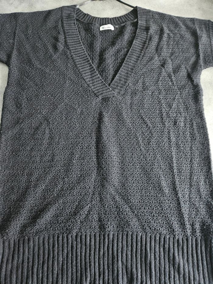 Pull tunique en mailles femme - Taille 46 / XXXL - Kwoman - Noir uni - photo numéro 5