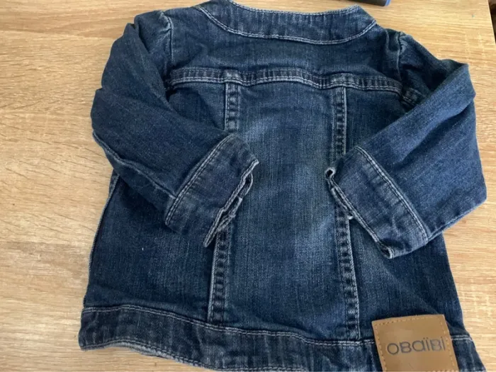 Veste en jean bleu 6 mois avec boutons vintage - photo numéro 3