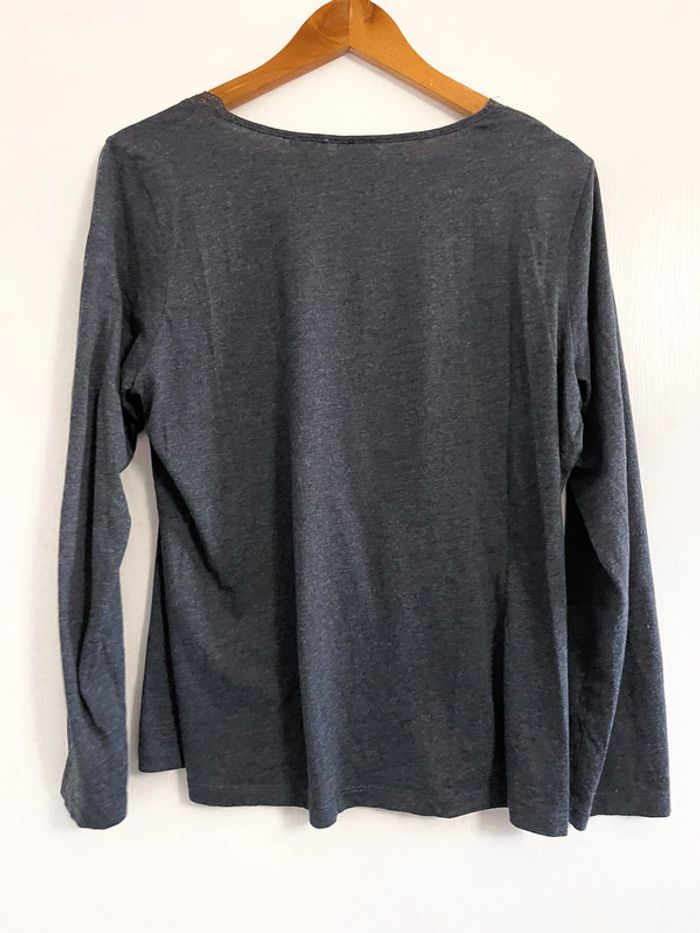 Haut manches longues gris foncé H&M avec broderie - photo numéro 7