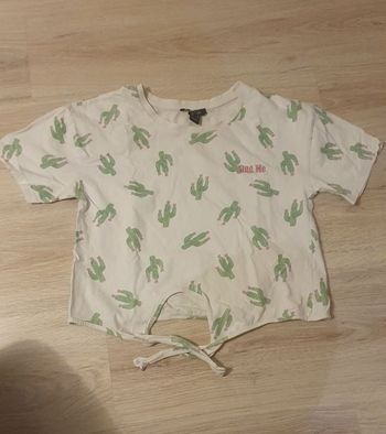 T-shirt court croc top blanc motifs cactus Primark S