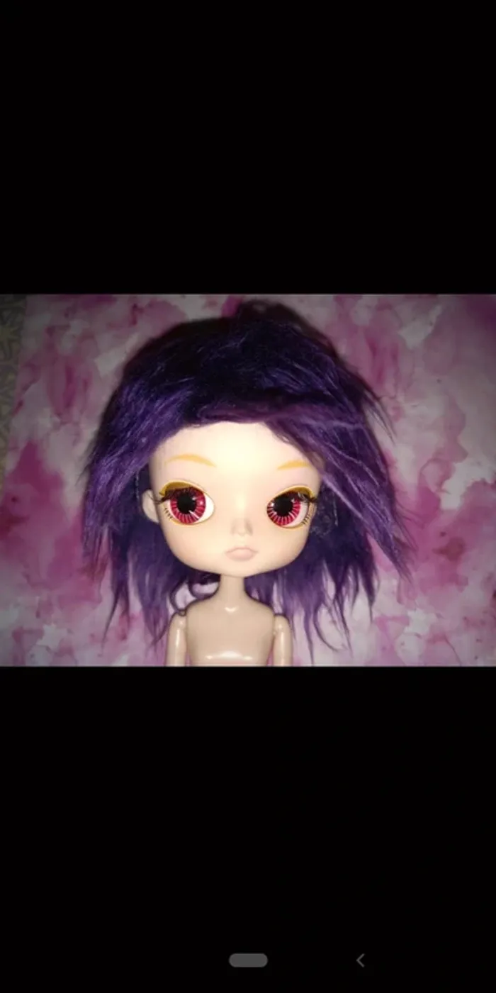 Perruque fur wig fourrure synthétique violette purple Dal Poulpy bjd 7-8
