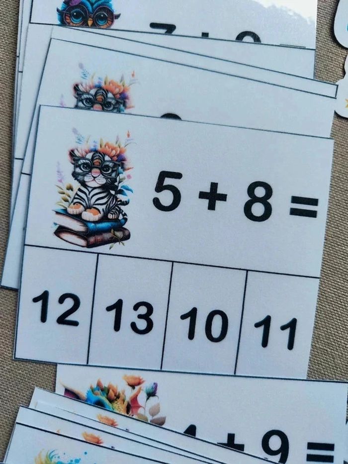 36 cartes à pince additions - photo numéro 5