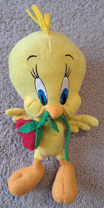 🧸 Peluche Looney Tunes Titi avec rose