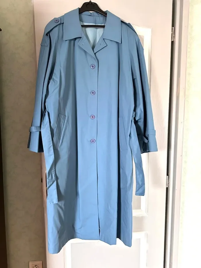 Trench vintage bleu pastel – Taille 44 - photo numéro 2