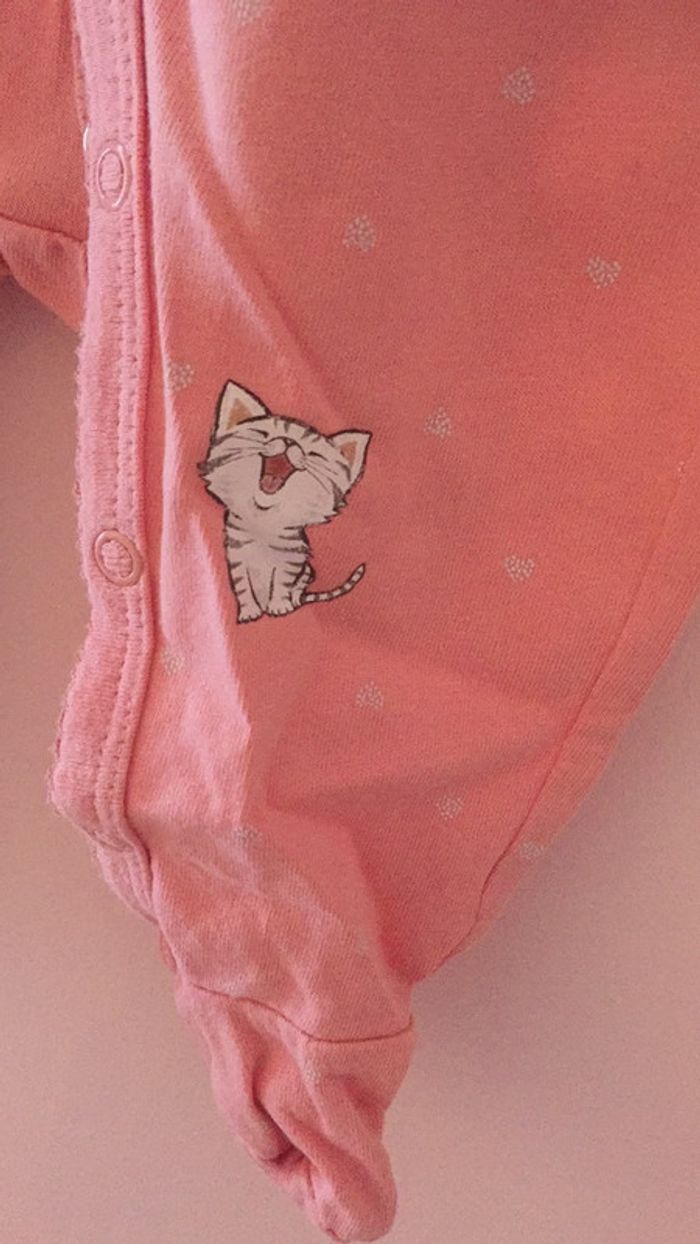 Pyjama H&M- 4 mois fille rosé + chat - photo numéro 3
