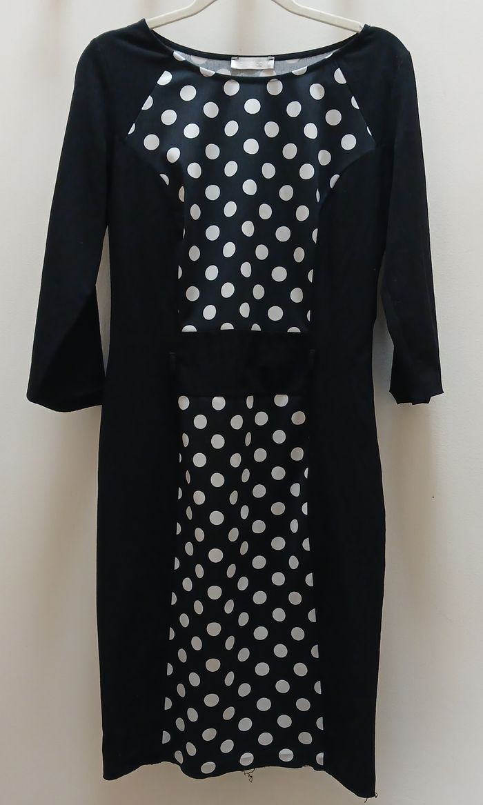  Robe bi-matière effet Satin & Pois - Style rétro/chic  - Taille 36 