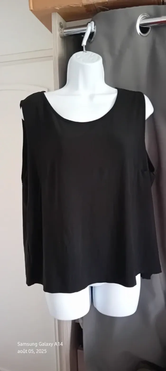 Débardeur fluide col rond noir femme xxl opaline