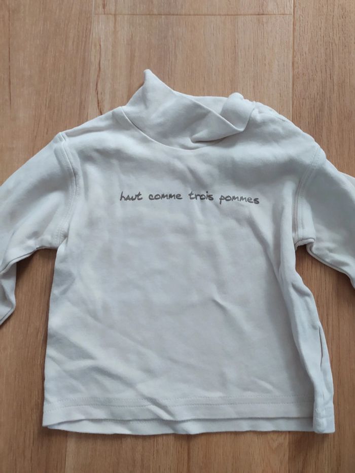 Pull col roulé Grain de blé 18M beige - photo numéro 3