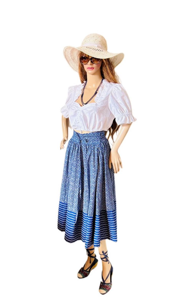 🦋Superbe jupe longue bleue vintage autrichienne cottagecore Austrian Blue long skirt🦋 - photo numéro 11