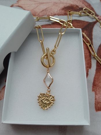 Collier acier et cristal de quartz