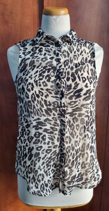 Chemise sans manches motif léopard transparente taille 34-36