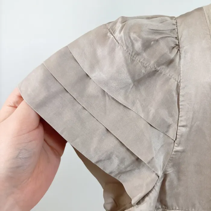 Robe courte en effet soie beige – Sandro – Taille 2 (M)A822 - photo numéro 3