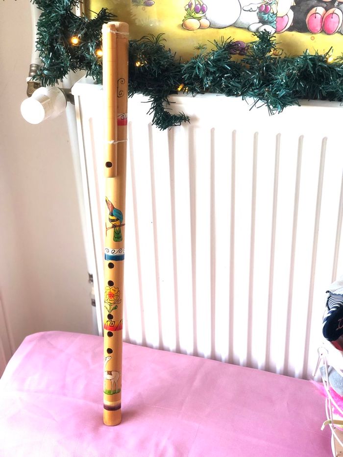Flûte 🪈 de bambou, neuf avec motifs travestiere - photo numéro 3