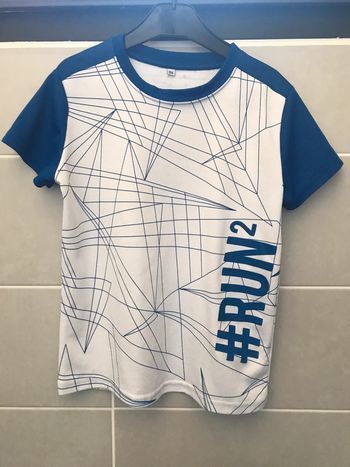 tshirt bleu et blanc zeeman garçon 9-10 ans 134-140 cm polyester