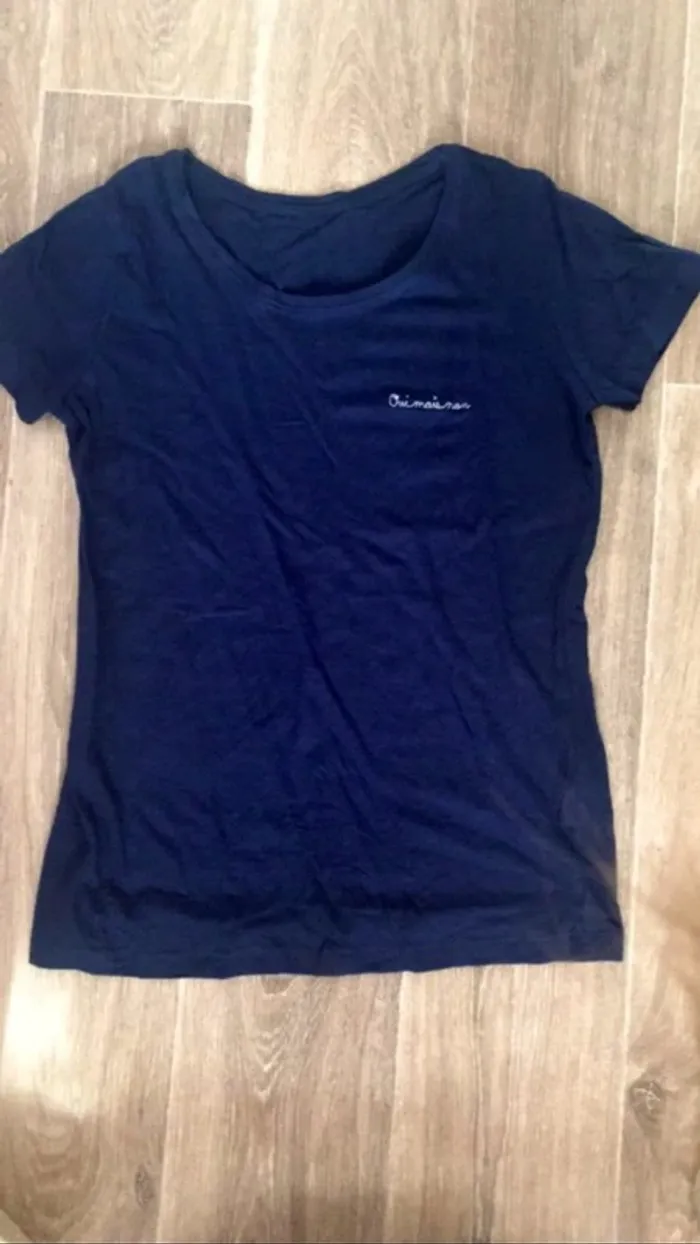 T-shirt avec inscription bleu marine - photo numéro 2