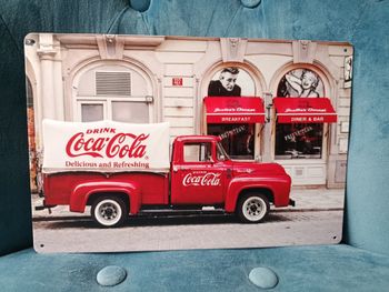 Plaque métal publicité Coca Cola Marylin James Dean neuve 20x30cm