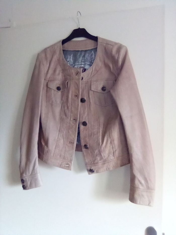 Veste cuir beige