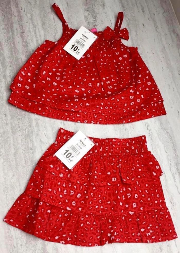 Ensemble haut + jupe 12m tbe pikouic