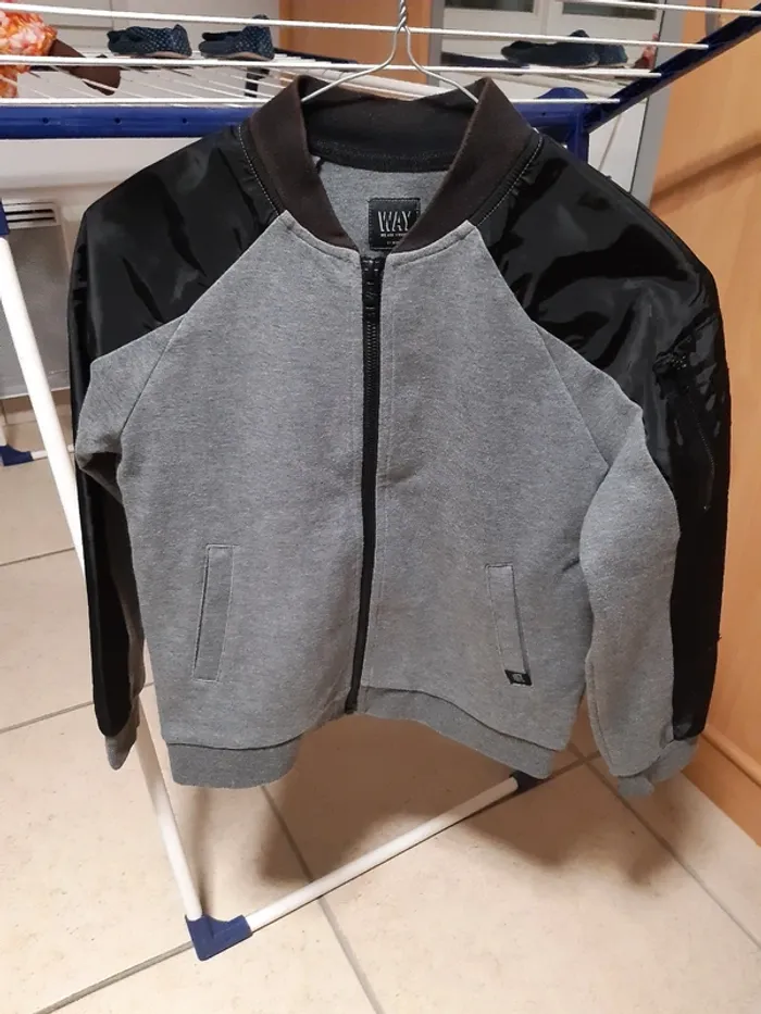 Veste cardigan gilet noir/gris - IKKS - taille XXS ado