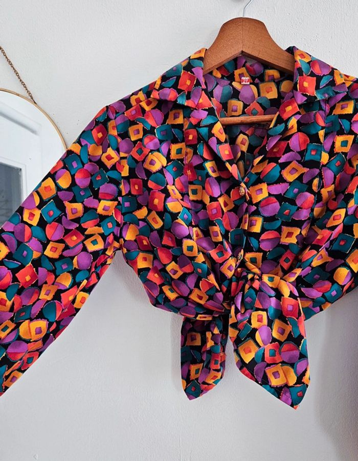Chemisier à motifs coloré 80's - photo numéro 3