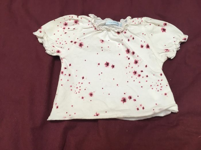 Lot de deux t-shirt rose et blanc 6 mois - photo numéro 3