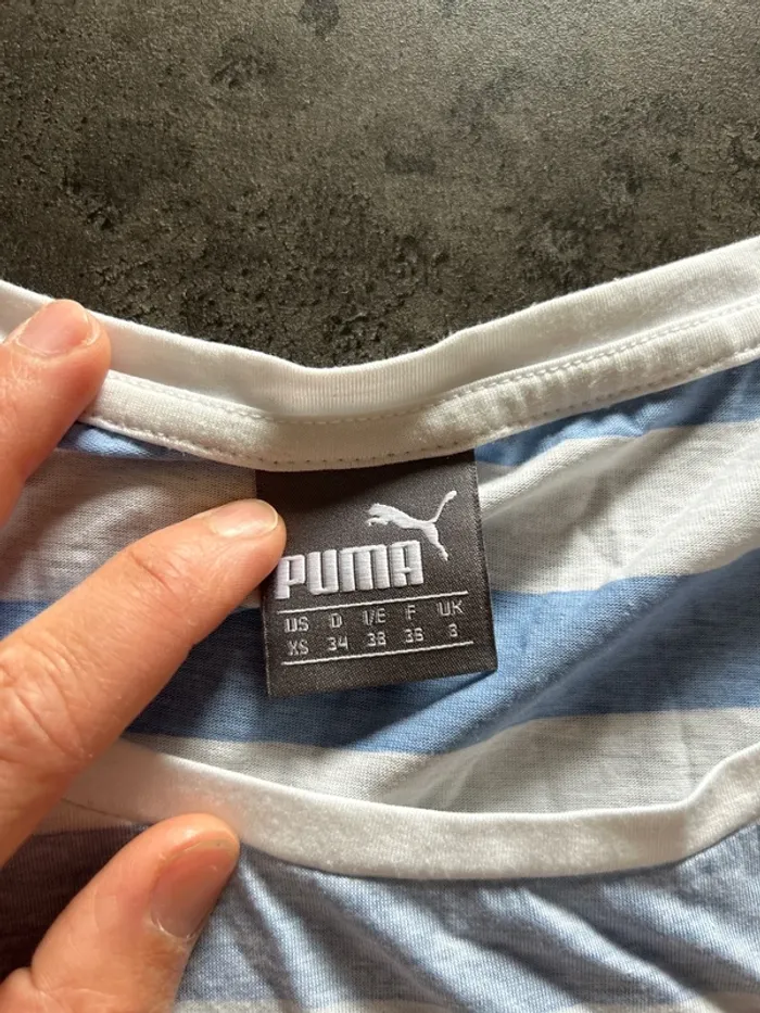 T-shirt à rayures Puma femme, taille 36 - photo numéro 2