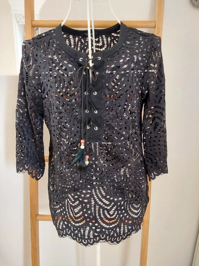 Superbe blouse noire ajourée Moody 's T 38 - photo numéro 9
