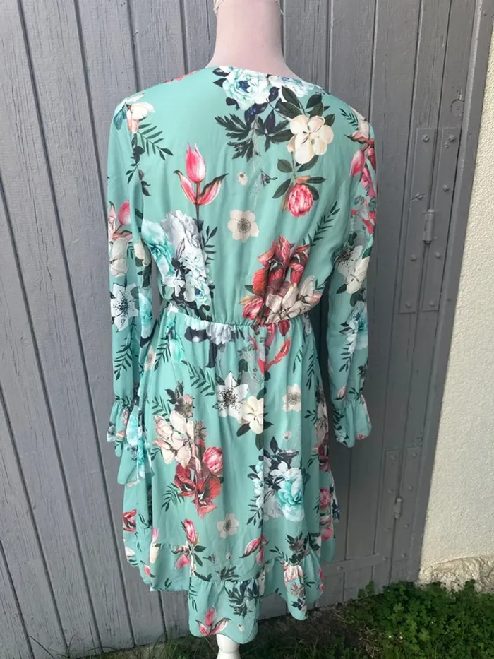 Robe manches longues légère fleurie coloré - photo numéro 4