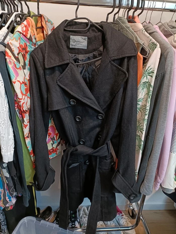 Manteau trench laine noir 40 - photo numéro 4