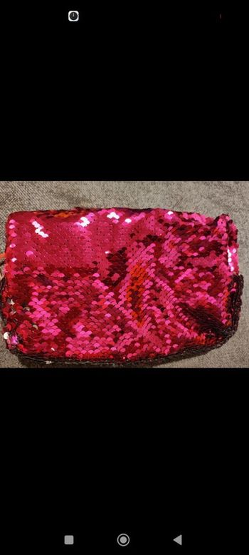 Trousse à sequins réversible fushia ou argent