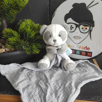 Doudou Baby Nat Panda Mouchoir Lange Gris Bn0572 Renard Pantin #geektradedoudou