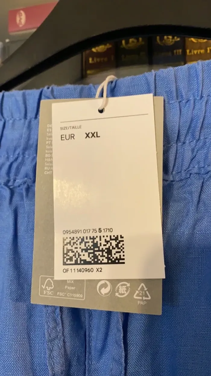superbe pantalon lin bleu lavande taille xxl 54 H&M neuf - photo numéro 3