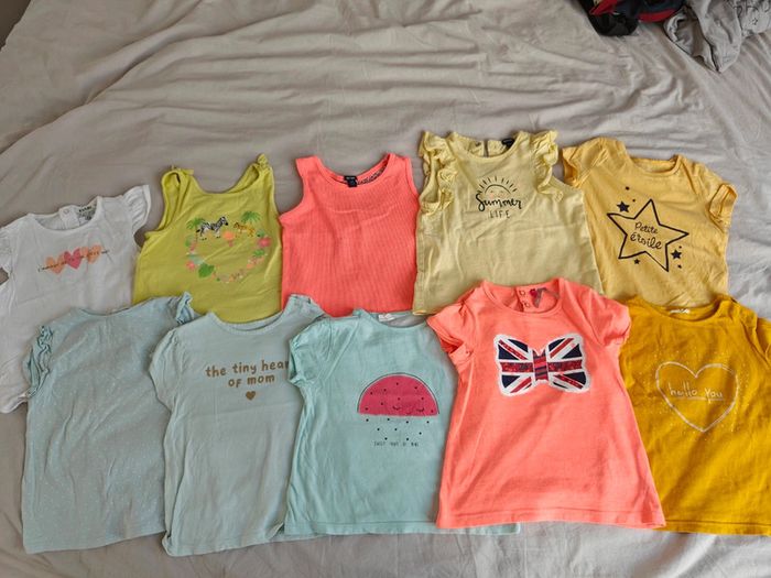 Lot 10 tee shirt manches courtes 18 mois