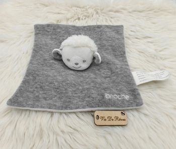 Doudou plat carré Mouton Gris blanc Brioche La Halle