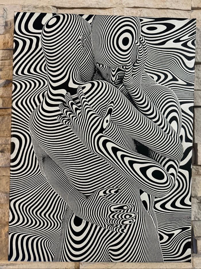 Tableau couple abstrait noir et blanc en toile 30x40cm - photo numéro 6