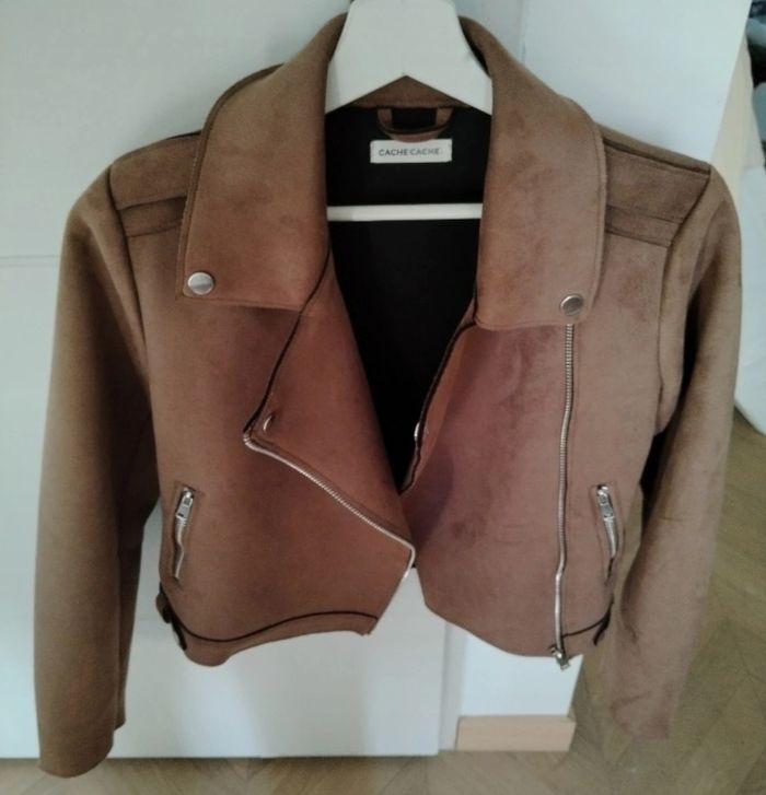 Veste perfecto beige daim - photo numéro 3