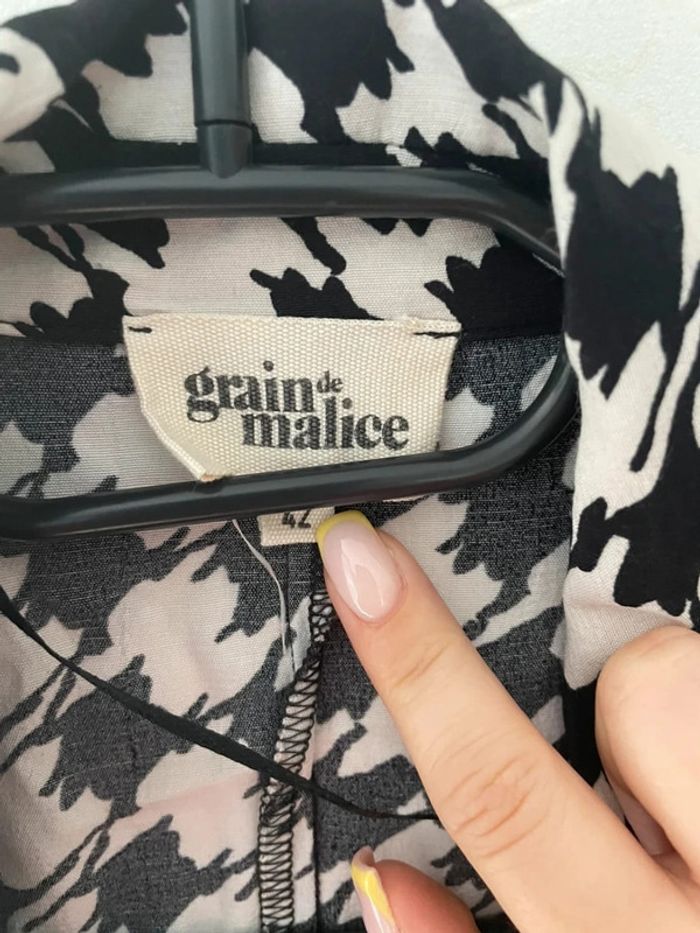 🤍 Joli Blazer Femme Grain de Malice - Motif Pied de Poule Noir & Blanc (Taille 42) 🖤 - photo numéro 3