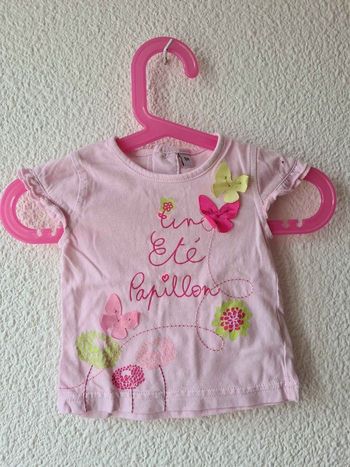 tee-shirt rose un été papillon