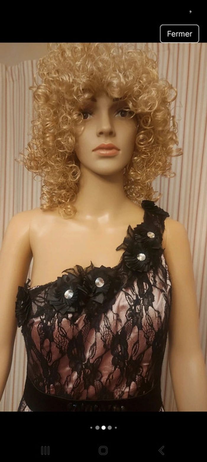 Robe de soirée Maner  L rose/dentelles noires - photo numéro 6