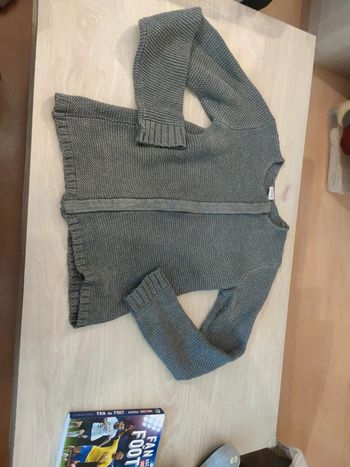 Gilet grosse mail gris tao 12 ans