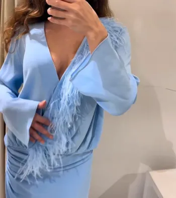 Belle blouse à plumes Zara à XL