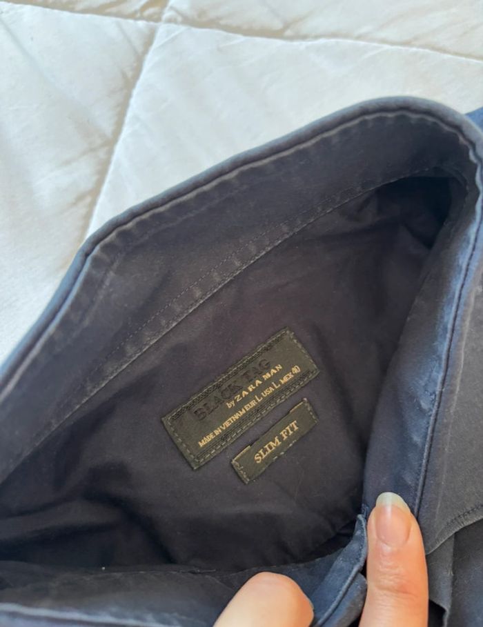 Chemise bleu marine homme black tag by Zara man slim fit ajustée début 2000 y2k taille M - photo numéro 2