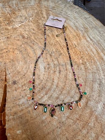 Collier habaha Paris perles et pierres naturelles acier inoxydable or