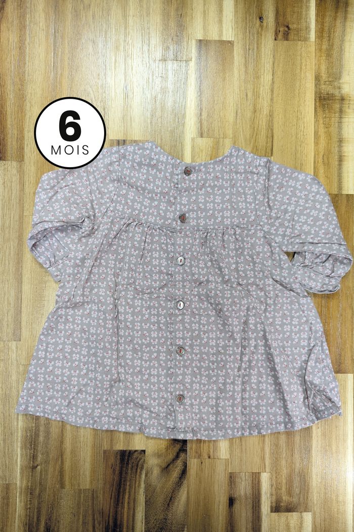 Robe / Tunique marron à fleurs - Obaïbi bébé fille 6 mois - photo numéro 2