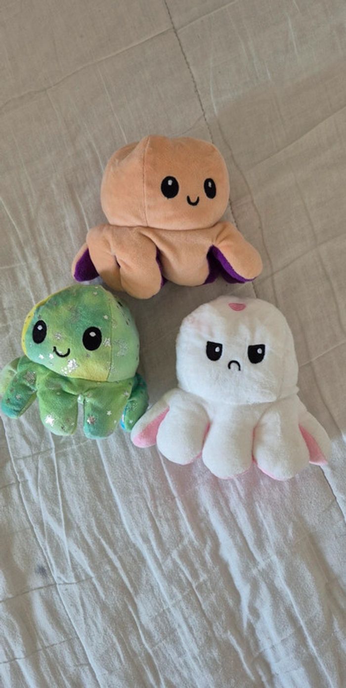 Peluches / doudous réversibles poulpes / poulpy