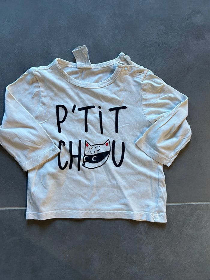 Lot de 2 tee shirts manches longues 9 mois - photo numéro 3