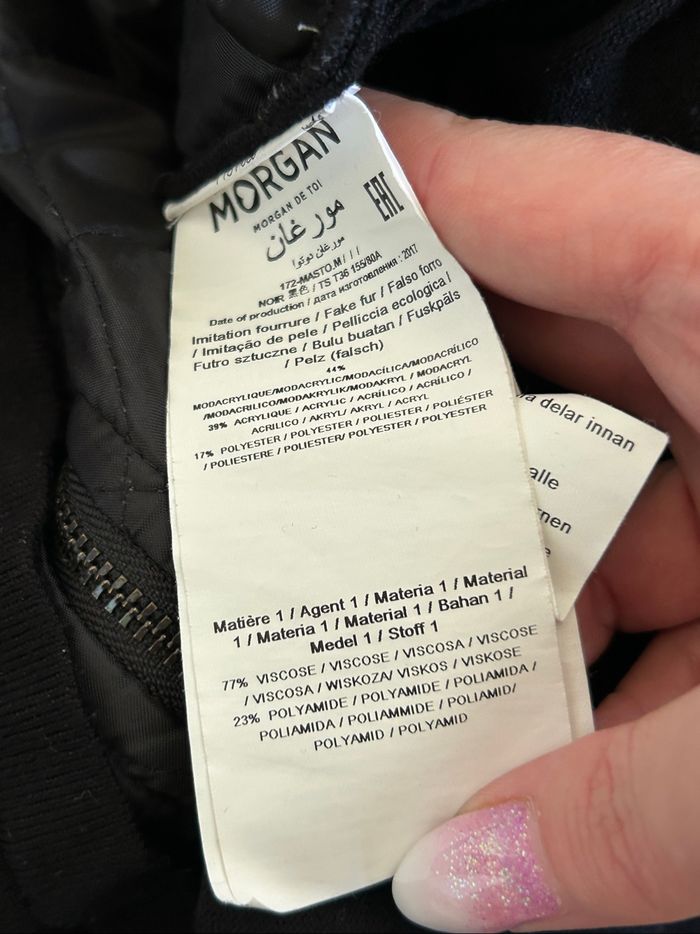 Veste noire bi matière avec capuche Morgan taille S jamais portée - photo numéro 10