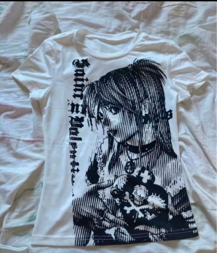 T-shirt blanc vintage pour femme Taille L