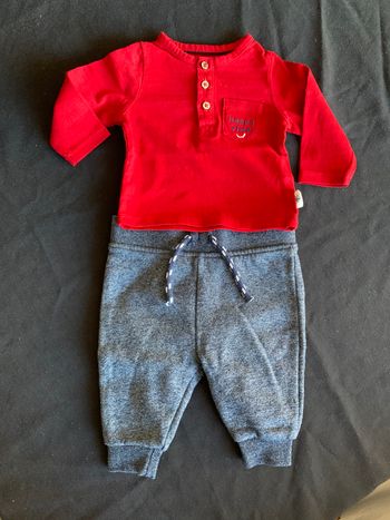 Ensemble Happy Time Jogging bleu & T-shirt rouge 1-3 mois